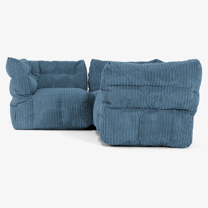 Modulsoffa Hörnsoffa 3-sits -  Klassisk Manchestertyg Marinblå 02