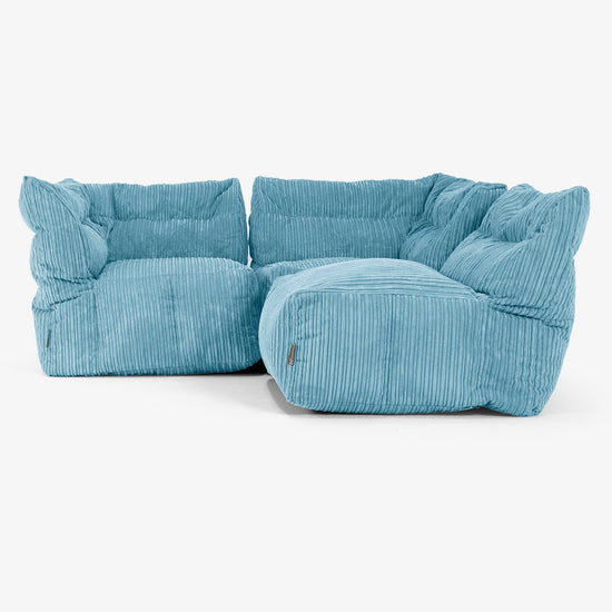 Modulsoffa 3-sits -  Klassisk Manchestertyg Turkos 04