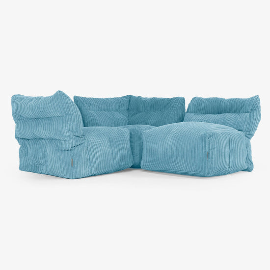 Modulsoffa 3-sits -  Klassisk Manchestertyg Turkos 03