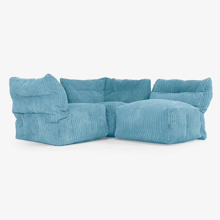 Modulsoffa 3-sits -  Klassisk Manchestertyg Turkos 03