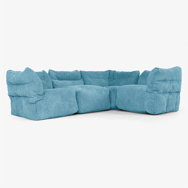Modulsoffa Hörnsoffa 4-sits -  Klassisk Manchestertyg Turkos 01