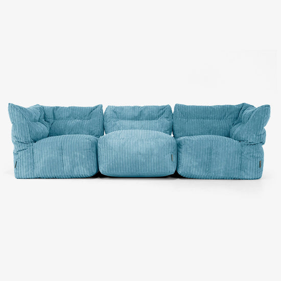 Modulsoffa 3-sits -  Klassisk Manchestertyg Turkos 01