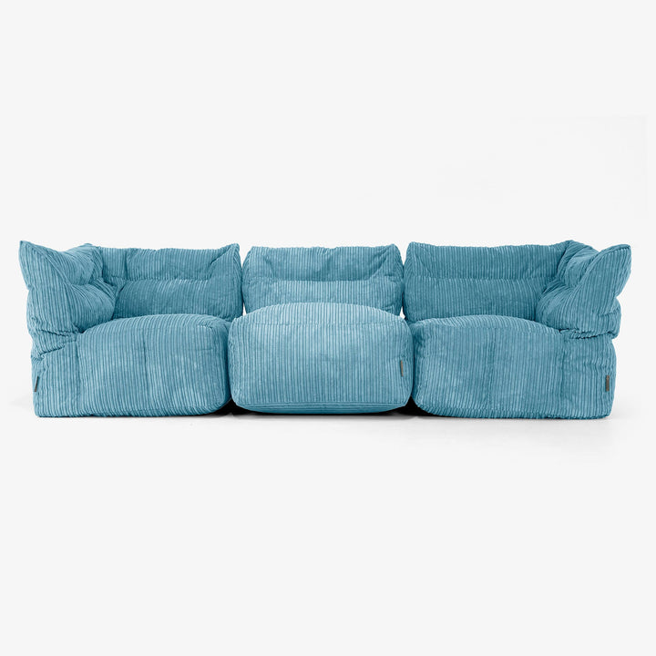 Modulsoffa 3-sits -  Klassisk Manchestertyg Turkos 01