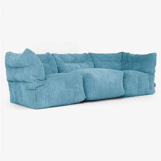Modulsoffa 3-sits -  Klassisk Manchestertyg Turkos 02