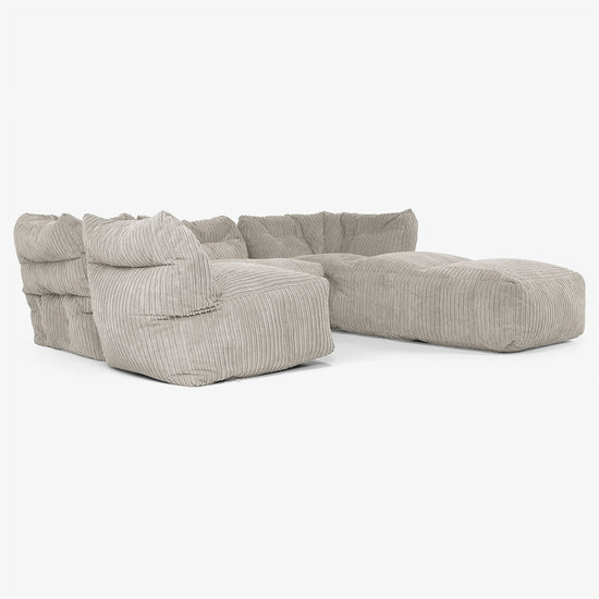 Modulsoffa 4-sits med Schäslong -  Klassisk Manchestertyg Minkbrun 04
