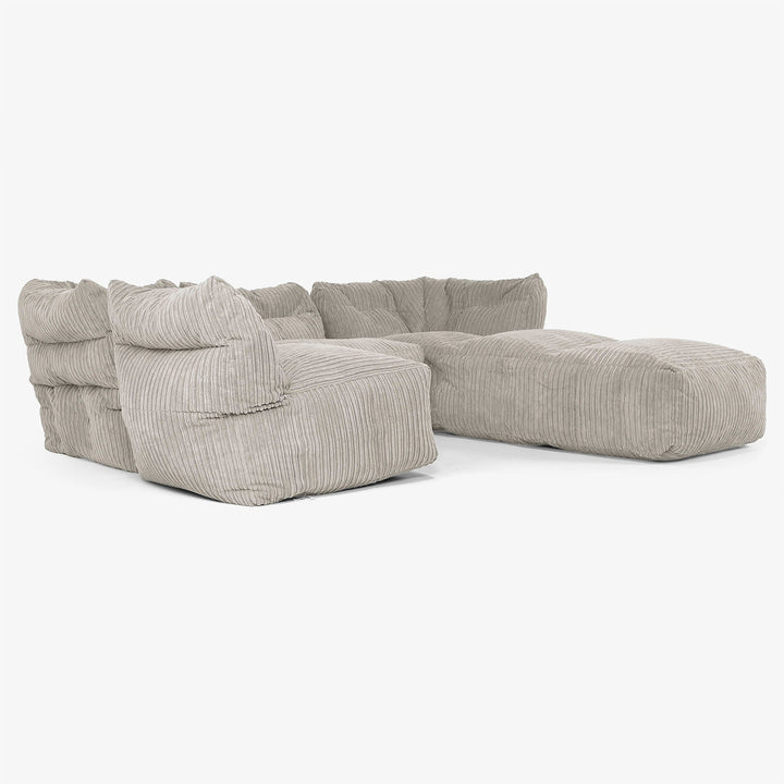 Modulsoffa 4-sits med Schäslong -  Klassisk Manchestertyg Minkbrun 04