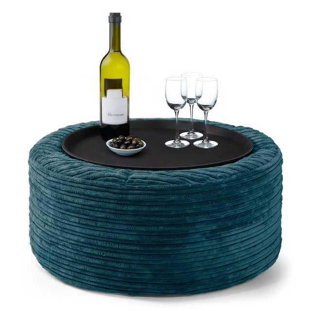 Ottomanpuff - Klassisk Manchestertyg Teal 01