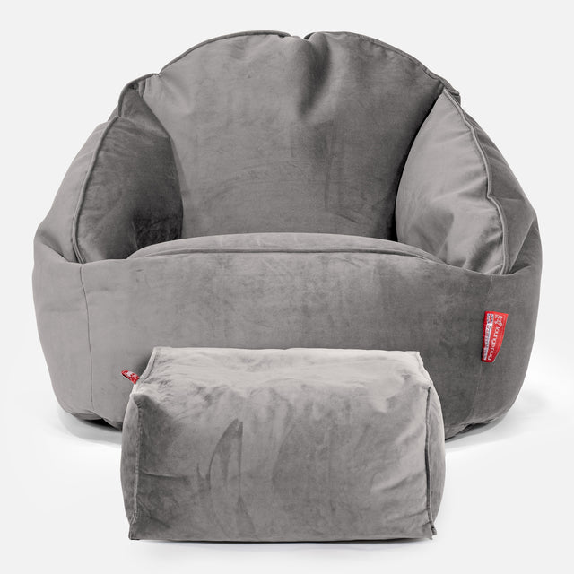 Saccosäck Bubble - Sammet Silverfärgad 02
