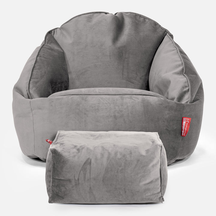 Saccosäck Bubble - Sammet Silverfärgad 02