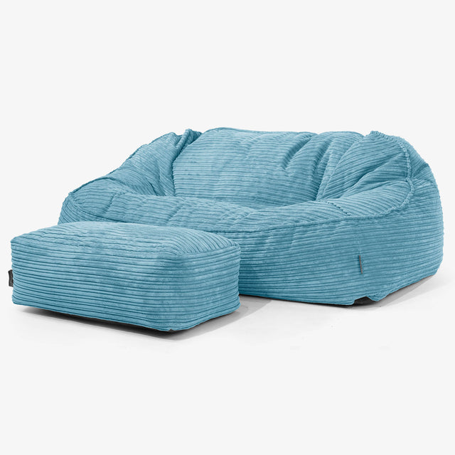 Sloucher Oversized Sittsäckssoffa - Klassisk Manchestertyg Turkos 02