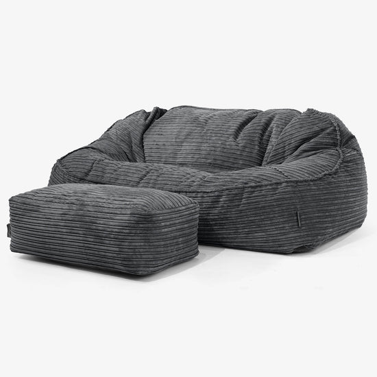 Sloucher Oversized Sittsäckssoffa - Klassisk Manchestertyg Svart 02