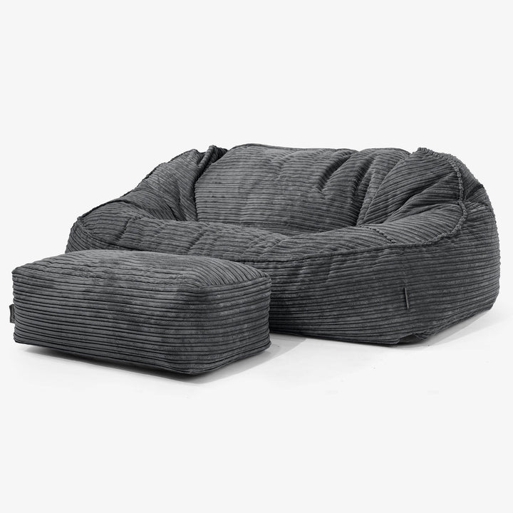 Sloucher Oversized Sittsäckssoffa - Klassisk Manchestertyg Svart 02