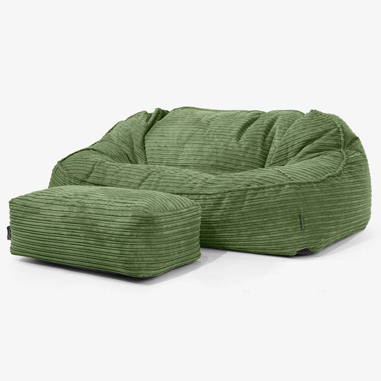 Sloucher Oversized Sittsäckssoffa - Klassisk Manchestertyg Skogsgrön 02