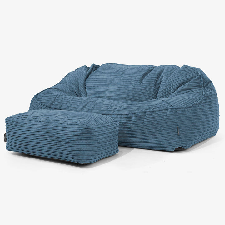 Sloucher Oversized Sittsäckssoffa - Klassisk Manchestertyg Marinblå 02
