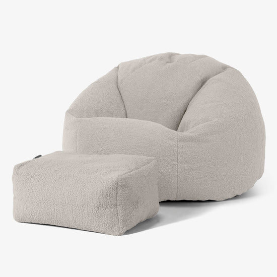 Klassisk Sittsäck Stol - Boucle Elfenbensvit 02