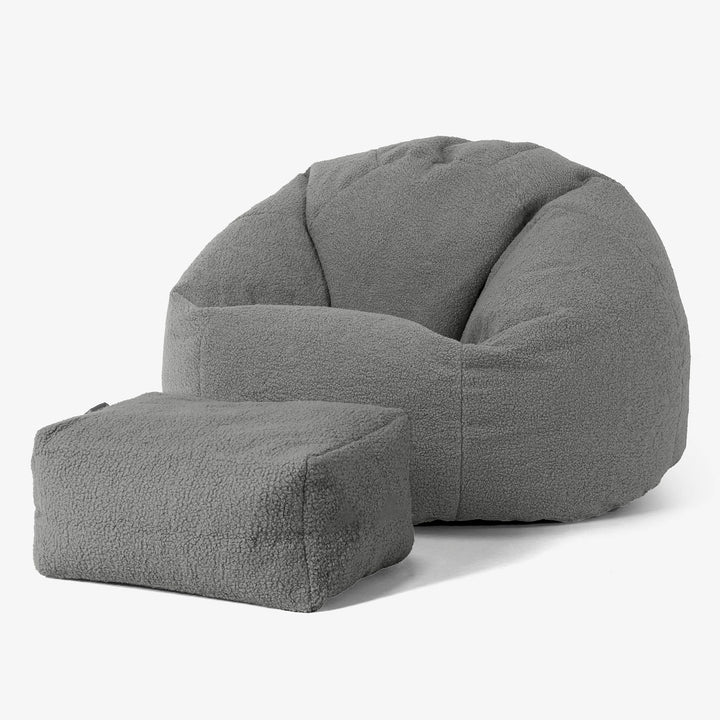 Klassisk Sittsäck Stol - Boucle Grå 02