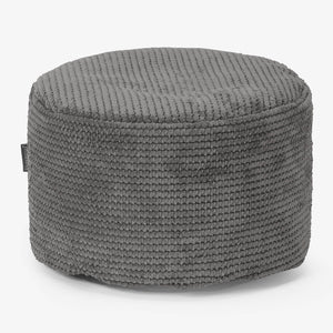 Liten Rund Fotpall - Pom-pom Mörkgrå