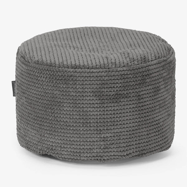 Liten Rund Fotpall - Pom-pom Mörkgrå 01