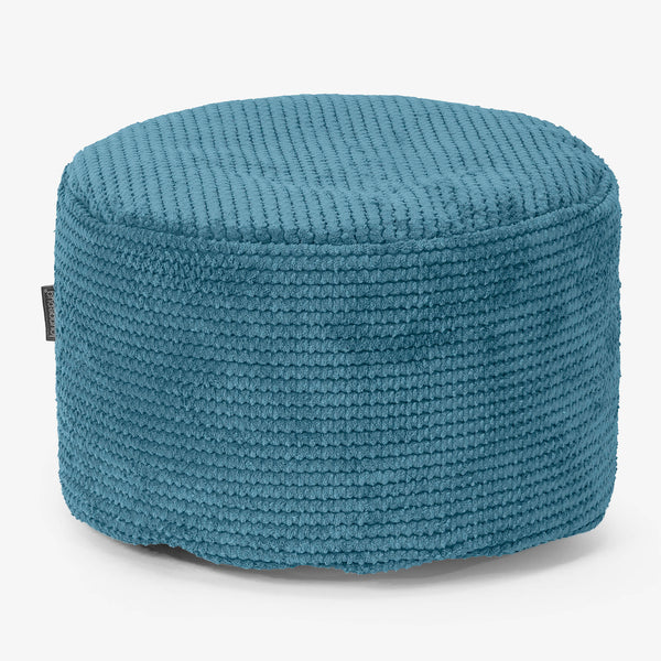Liten Rund Fotpall - Pom-pom Turkos 01