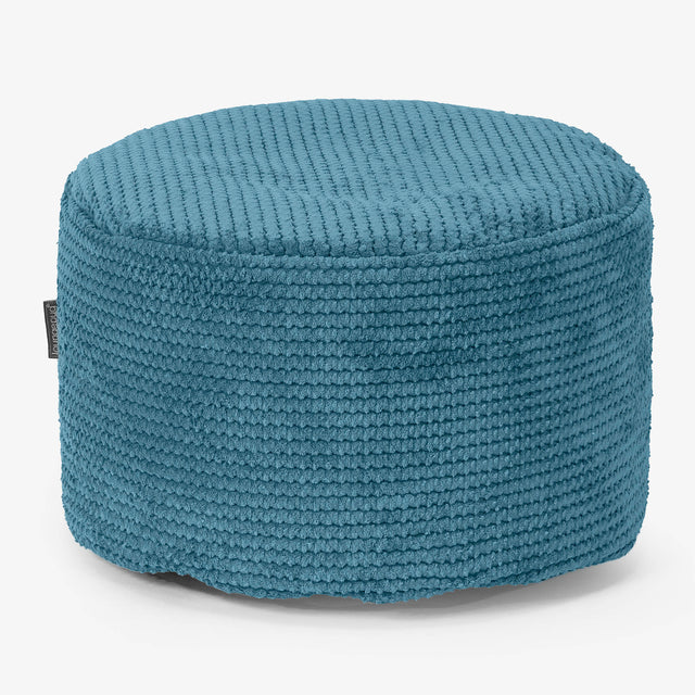 Liten Rund Fotpall - Pom-pom Turkos 01