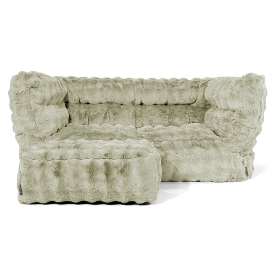 Louis 2-sits Saccosäcksoffa - Fuskpäls Bubble Salviagrön 02
