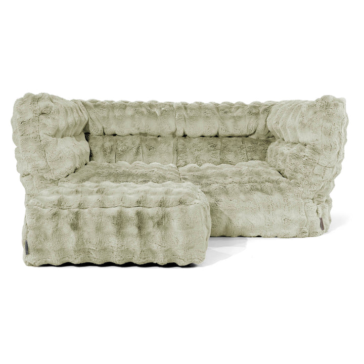 Louis 2-sits Saccosäcksoffa - Fuskpäls Bubble Salviagrön 02