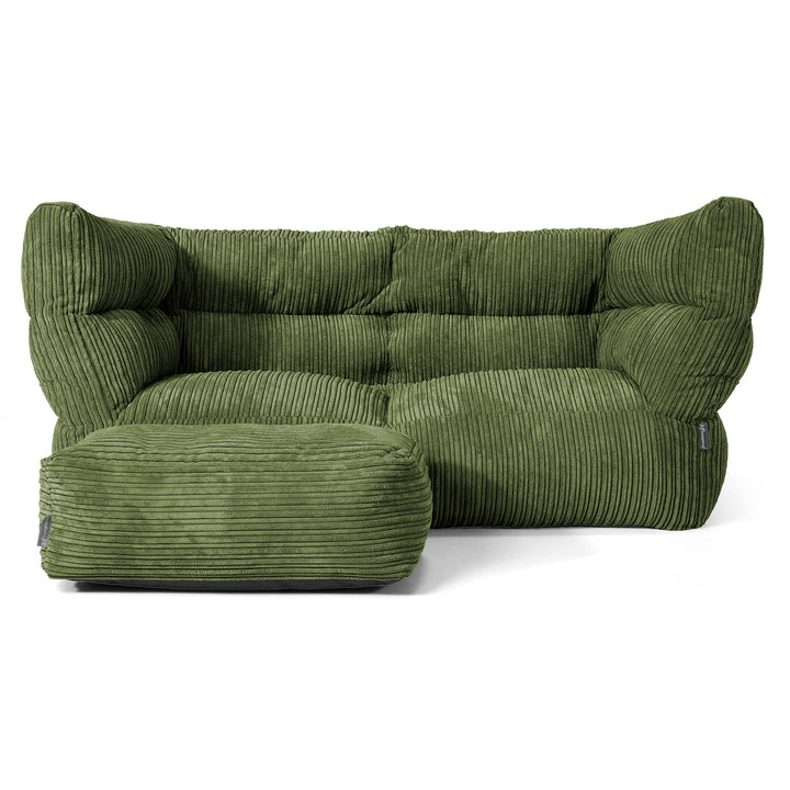 Louis 2-sits Saccosäcksoffa - Klassisk Manchestertyg Skogsgrön 02