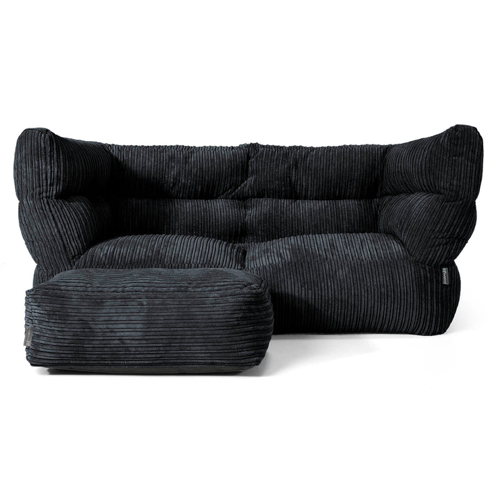 Louis 2-sits Saccosäcksoffa - Klassisk Manchestertyg Svart 02