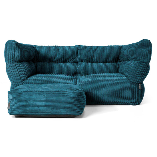 Louis 2-sits Saccosäcksoffa - Klassisk Manchestertyg Teal 02