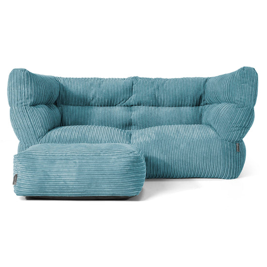 Louis 2-sits Saccosäcksoffa - Klassisk Manchestertyg Turkos 02