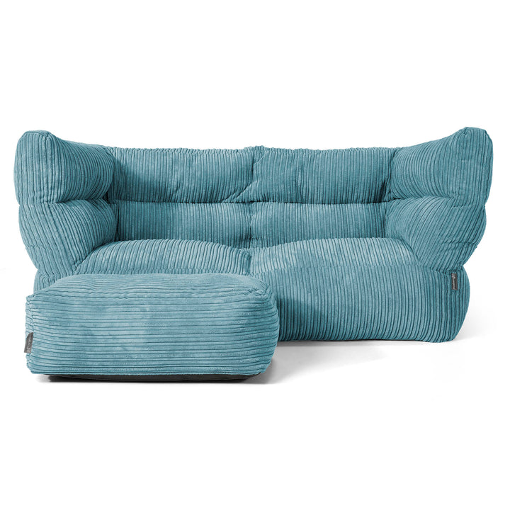 Louis 2-sits Saccosäcksoffa - Klassisk Manchestertyg Turkos 02