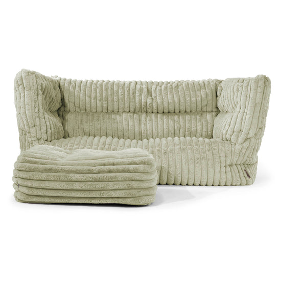 Louis 2-sits Saccosäcksoffa - Ultraplyschmanchestertyg Salviagrön 02