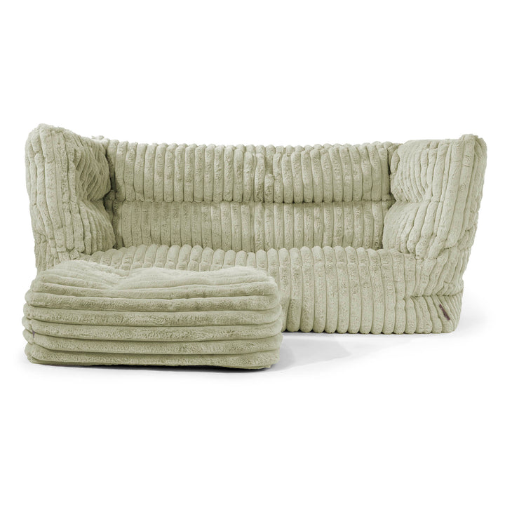 Louis 2-sits Saccosäcksoffa - Ultraplyschmanchestertyg Salviagrön 02