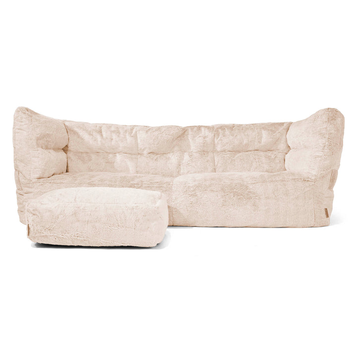 Louis 3-sits Saccosäcksoffa - Fuskkaninpäls Vit 02