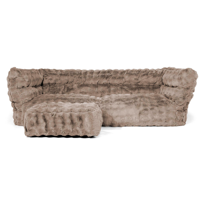 Louis 3-sits Saccosäcksoffa - Fuskpäls Bubble Minkbrun 02
