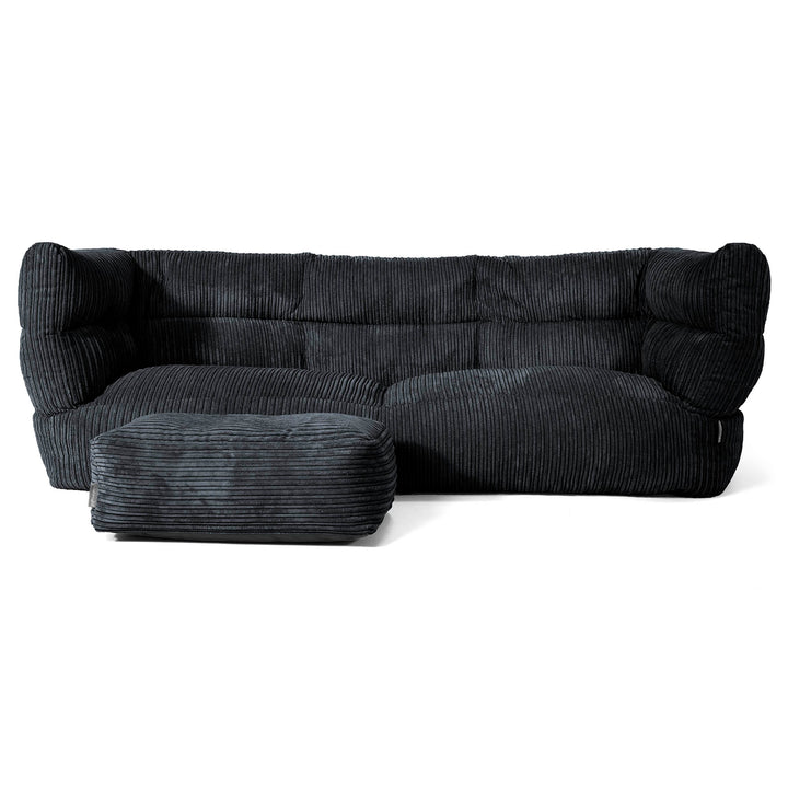 Louis 3-sits Saccosäcksoffa - Klassisk Manchestertyg Svart 02