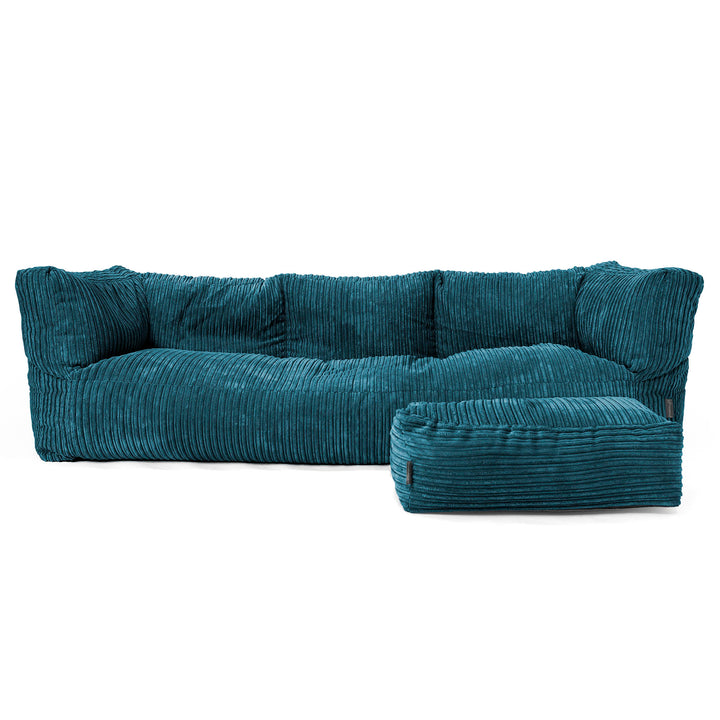 Louis 3-sits Saccosäcksoffa - Klassisk Manchestertyg Teal 01