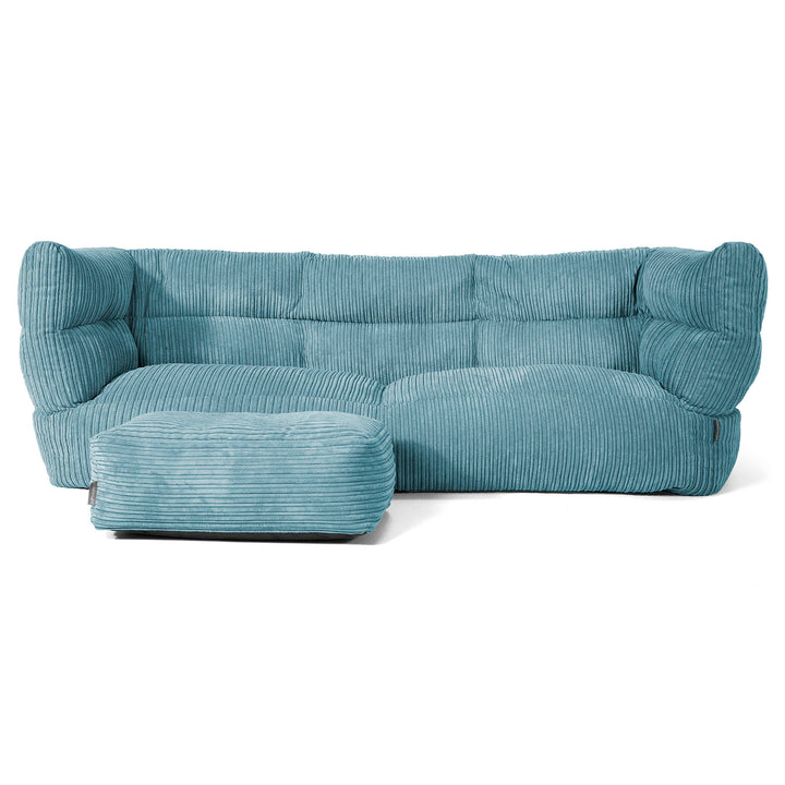 Louis 3-sits Saccosäcksoffa - Klassisk Manchestertyg Turkos 02