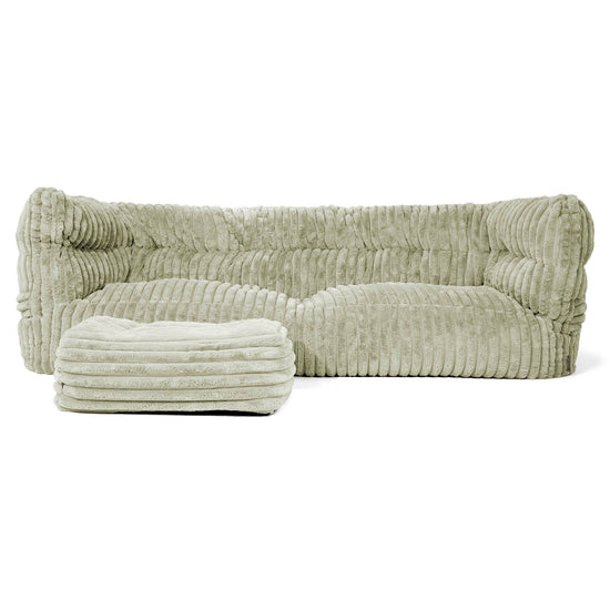 Louis 3-sits Saccosäcksoffa - Ultraplyschmanchestertyg Salviagrön 02