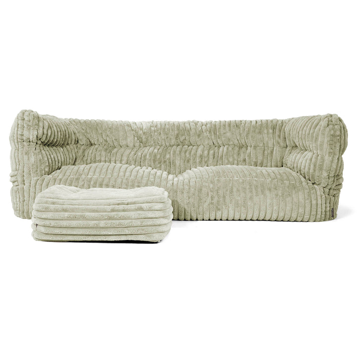 Louis 3-sits Saccosäcksoffa - Ultraplyschmanchestertyg Salviagrön 02