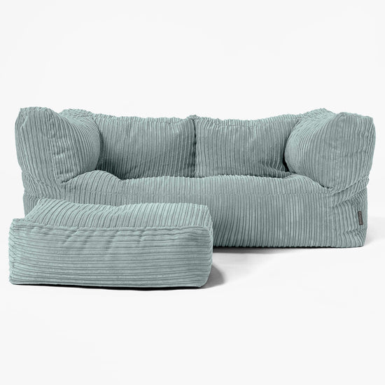 Albert 2-sits Saccosäcksoffa - Klassisk Manchestertyg Mintgrön 02