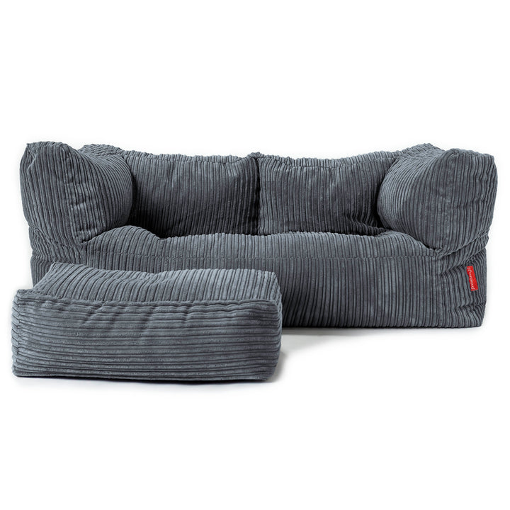 Albert 2-sits Saccosäcksoffa - Klassisk Manchestertyg Skiffergrå 02