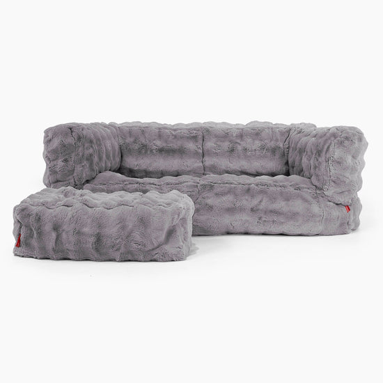 Albert 2-sits Saccosäcksoffa - Fuskpäls Bubble Grå 02