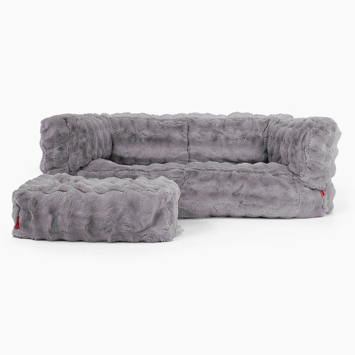 Albert 2-sits Saccosäcksoffa - Fuskpäls Bubble Grå 02