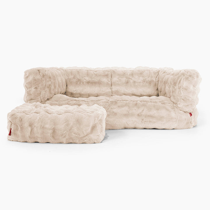 Albert 2-sits Saccosäcksoffa - Fuskpäls Bubble Gräddvit 02