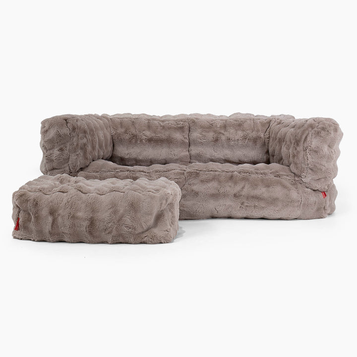 Albert 2-sits Saccosäcksoffa - Fuskpäls Bubble Minkbrun 02