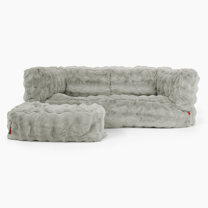 Albert 2-sits Saccosäcksoffa - Fuskpäls Bubble Salviagrön 02