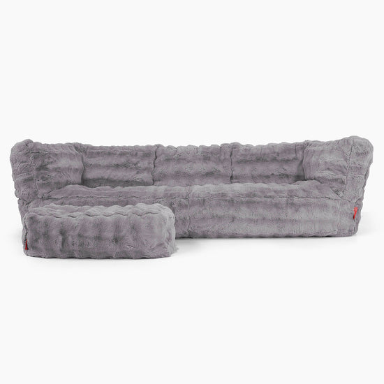 Albert 3-sits Saccosäcksoffa - Fuskpäls Bubble Grå 02