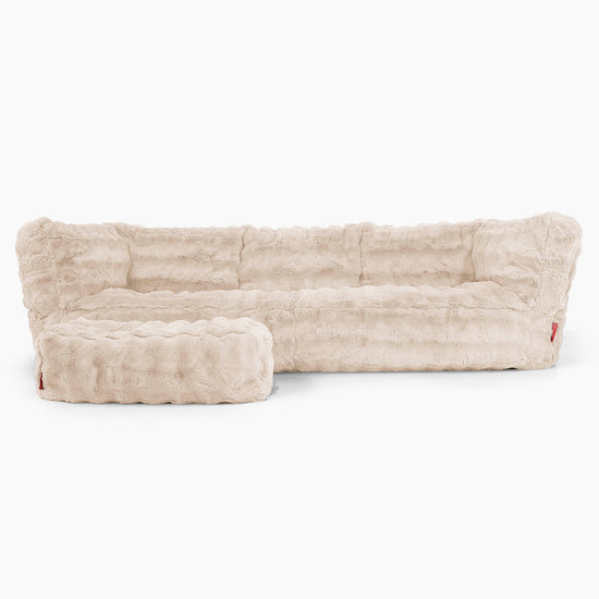 Albert 3-sits Saccosäcksoffa - Fuskpäls Bubble Gräddvit 02