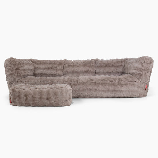 Albert 3-sits Saccosäcksoffa - Fuskpäls Bubble Minkbrun 02